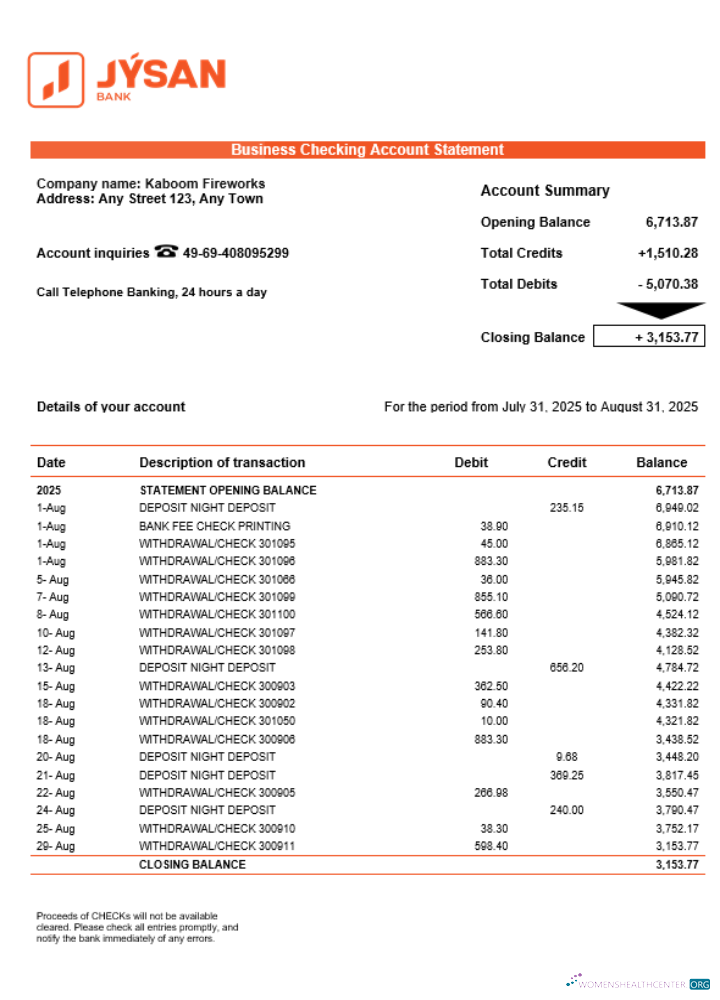 Download First Heartland Jusan bank company statement Word and PDF format Photoshop template